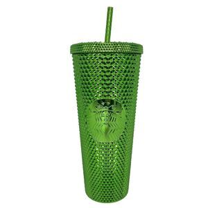 Starbucks Winter Holiday Green Studded 24oz Venti Tumbler Cup Straw Coffee 2023
